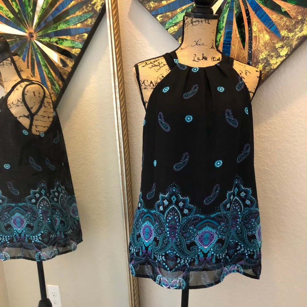 Paisley  Halter neck embellished top.